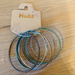 3/$25 Set of Silver & Blue Bangles